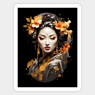 Japanese Geisha Oriental art retro vintage floral design Magnet